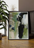 Abstract Emerald Brushstrokes Digital Wall Art