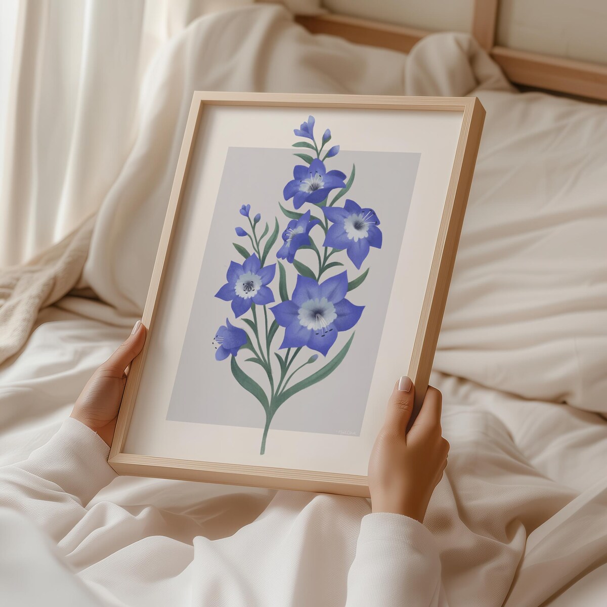 Ethereal Blue Wildflowers Digital Art Print