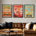 Retro USA Travel Poster Trio Digital Art