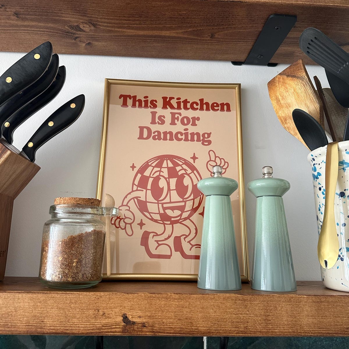 This Kitchen Is For Dancing Retro Disco Ball Digital Art Print