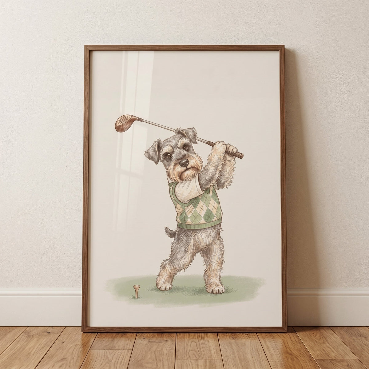Golfer Schnauzer Digital Art