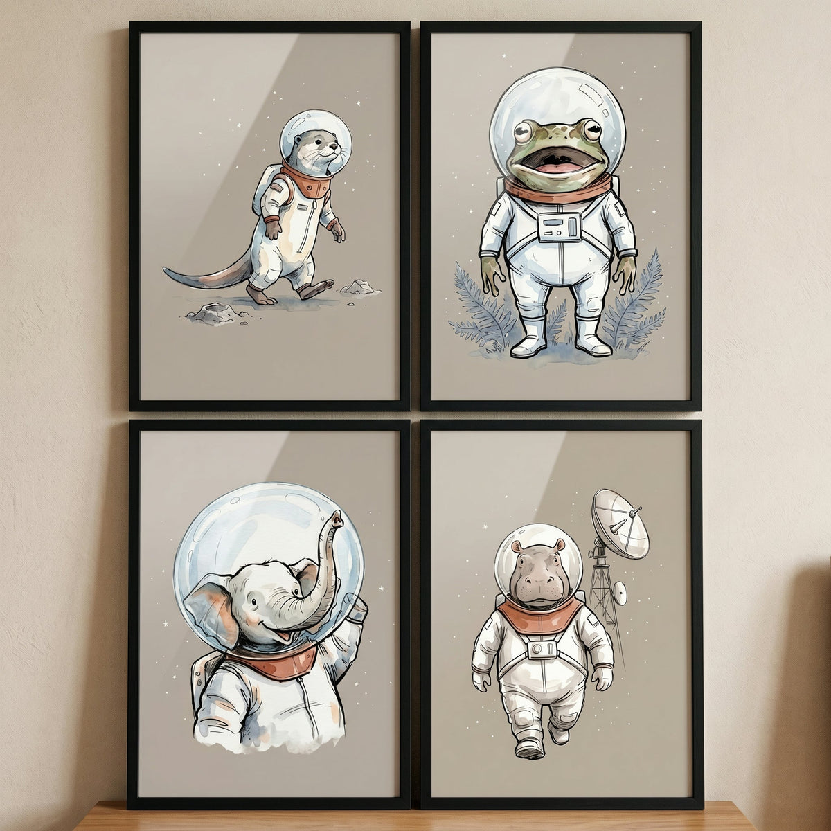 Space Explorer Animals Digital Art Collection