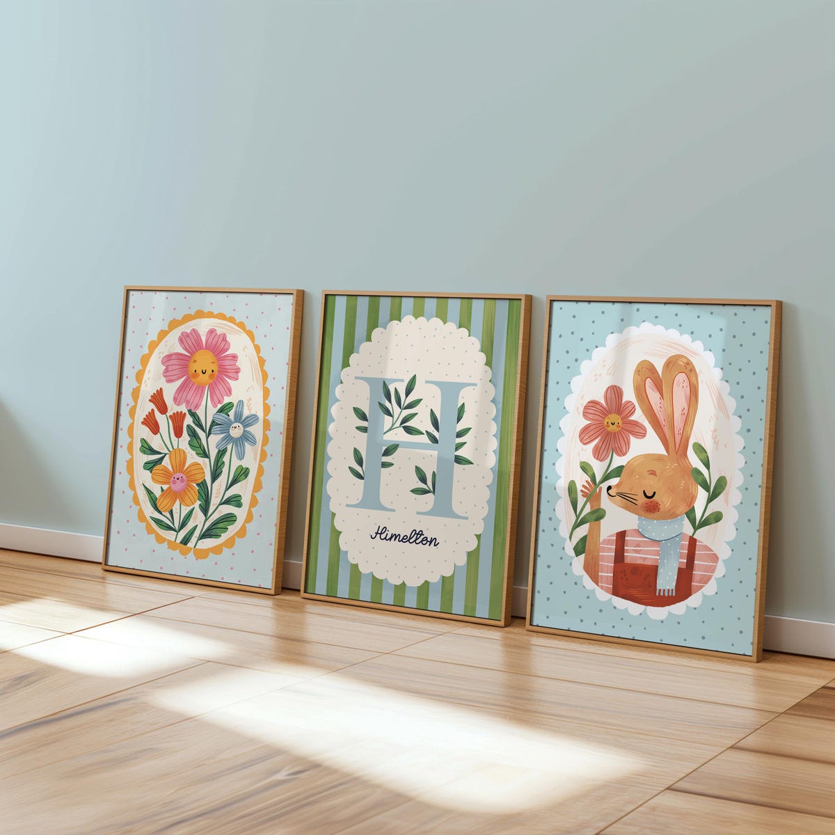 Charming Woodland Nursery Digital Art Trio