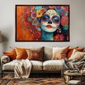 Vibrant Sugar Skull Woman Digital Art