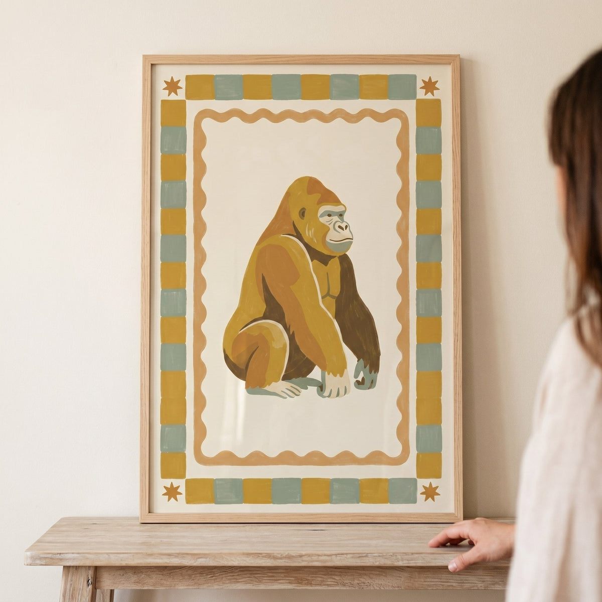 Retro Gorilla Digital Art Print