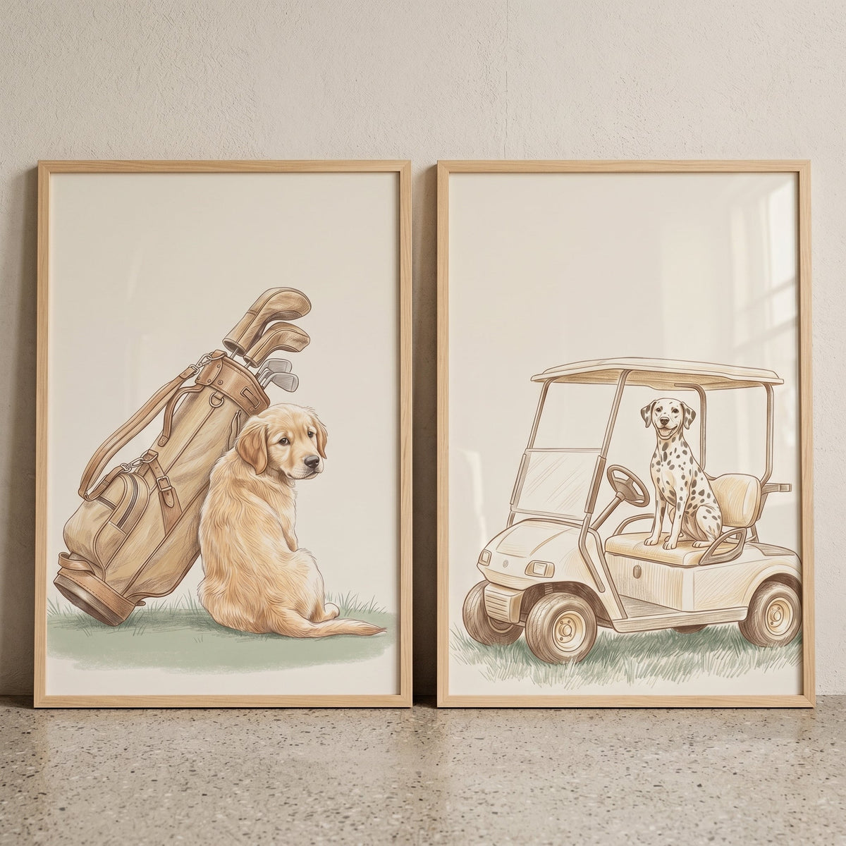 Golfing Dogs Digital Art Prints