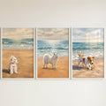 Playful Pups at the Beach Triptych