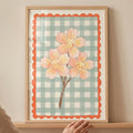 Happy Floral Gingham Digital Art Print