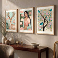 Boho Nature Goddess Triptych Digital Print