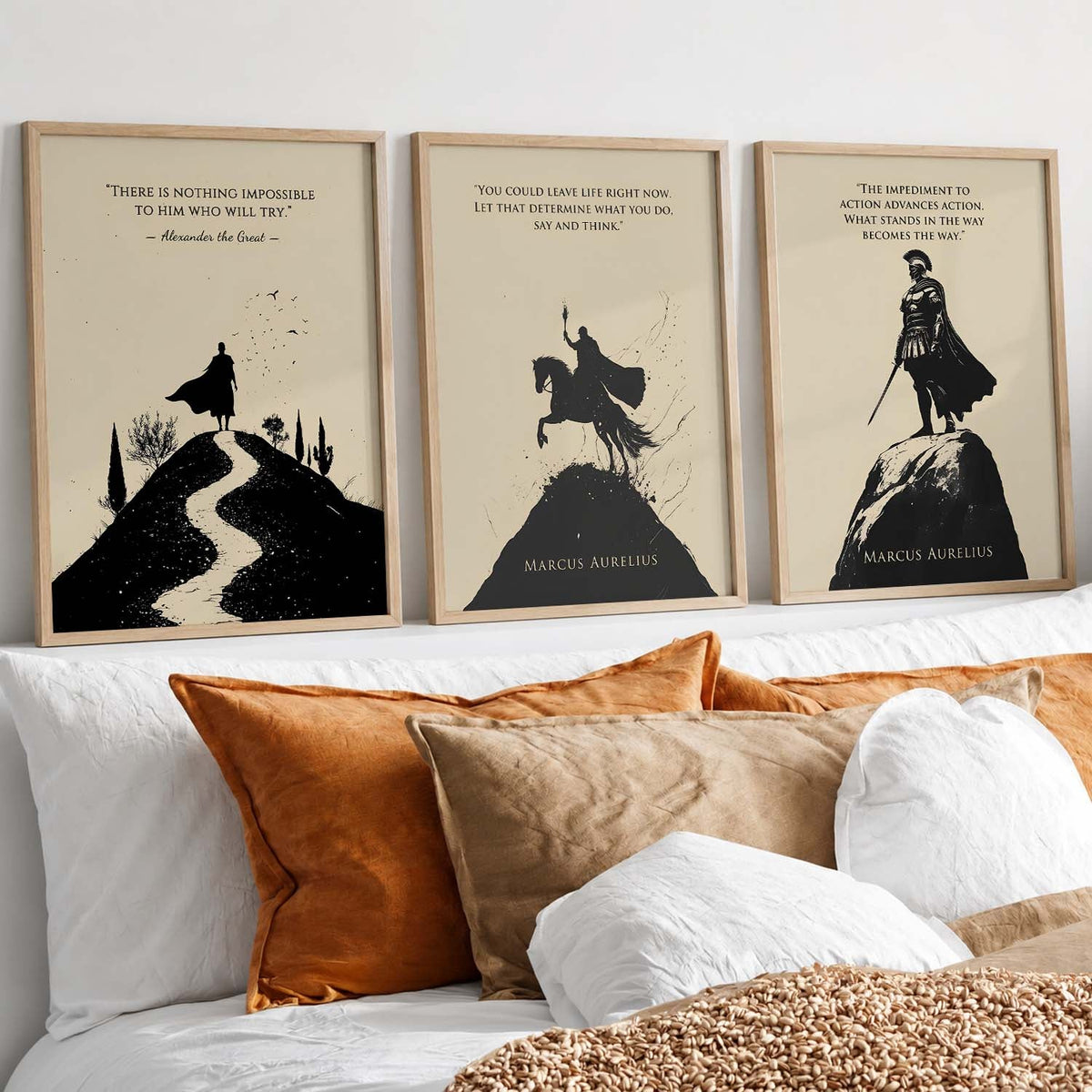 Stoic Wisdom Triptych Digital Art