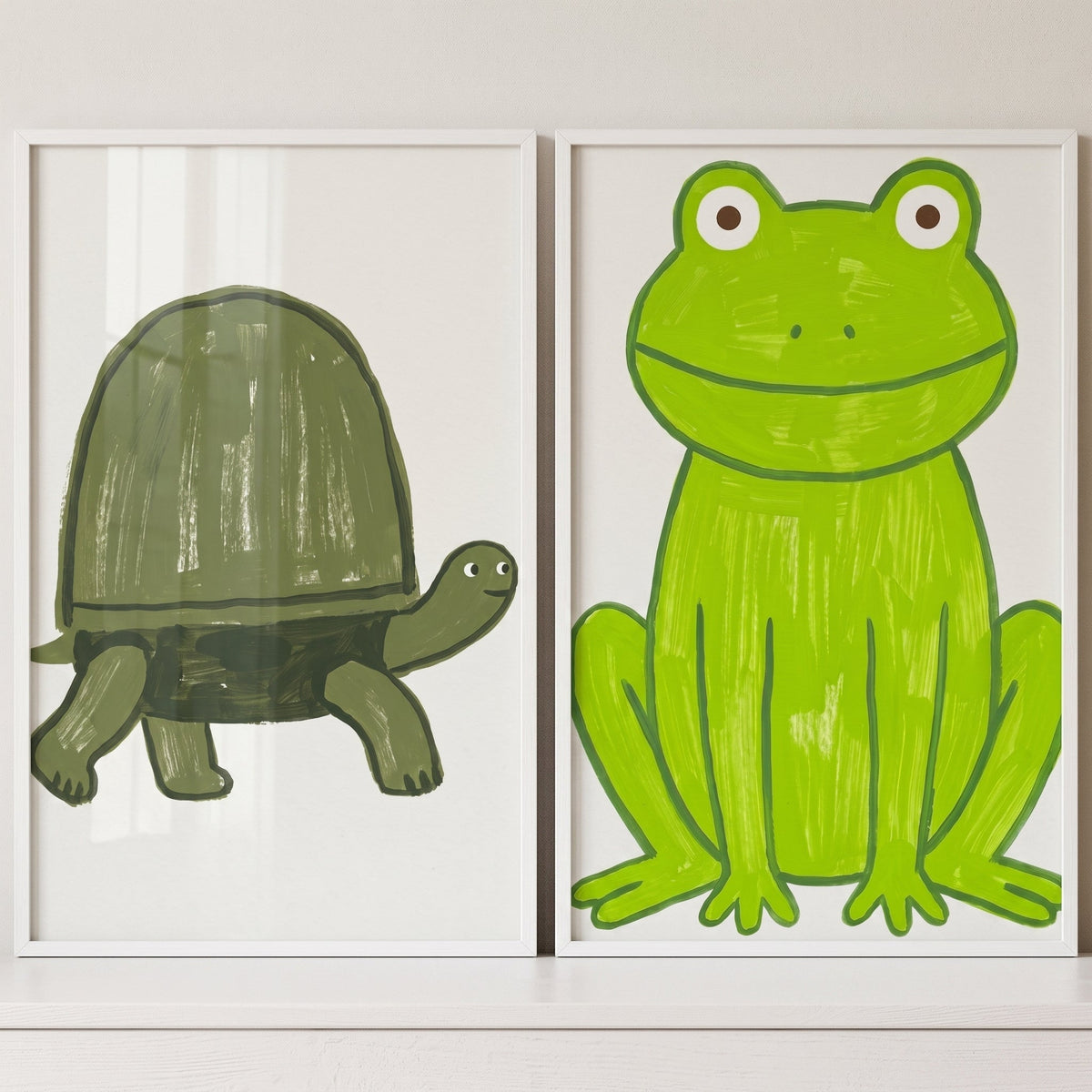 Charming Frog and Turtle Digital Art Set