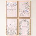 Charming Pink Floral and Bluebird Scripture Digital Art Set