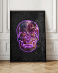 Neon Floral Skull Digital Artwork
