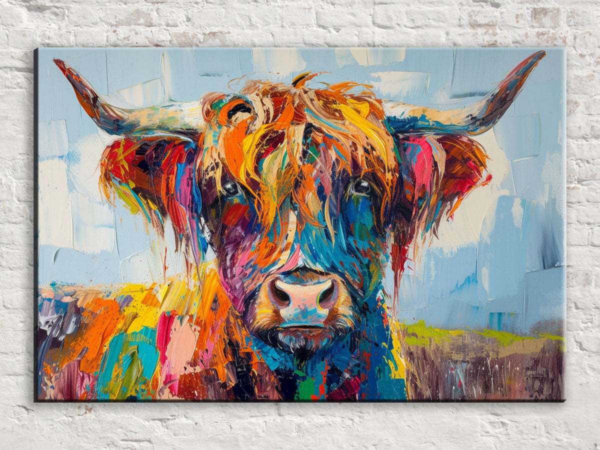 Vibrant Highland Cow Digital Art
