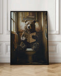 Bear Reading Newspaper on Toilet Digital Art