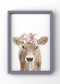Sweet Baby Cow with Floral Crown Digital Art