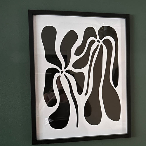 Abstract Black and White Botanical Digital Art Print
