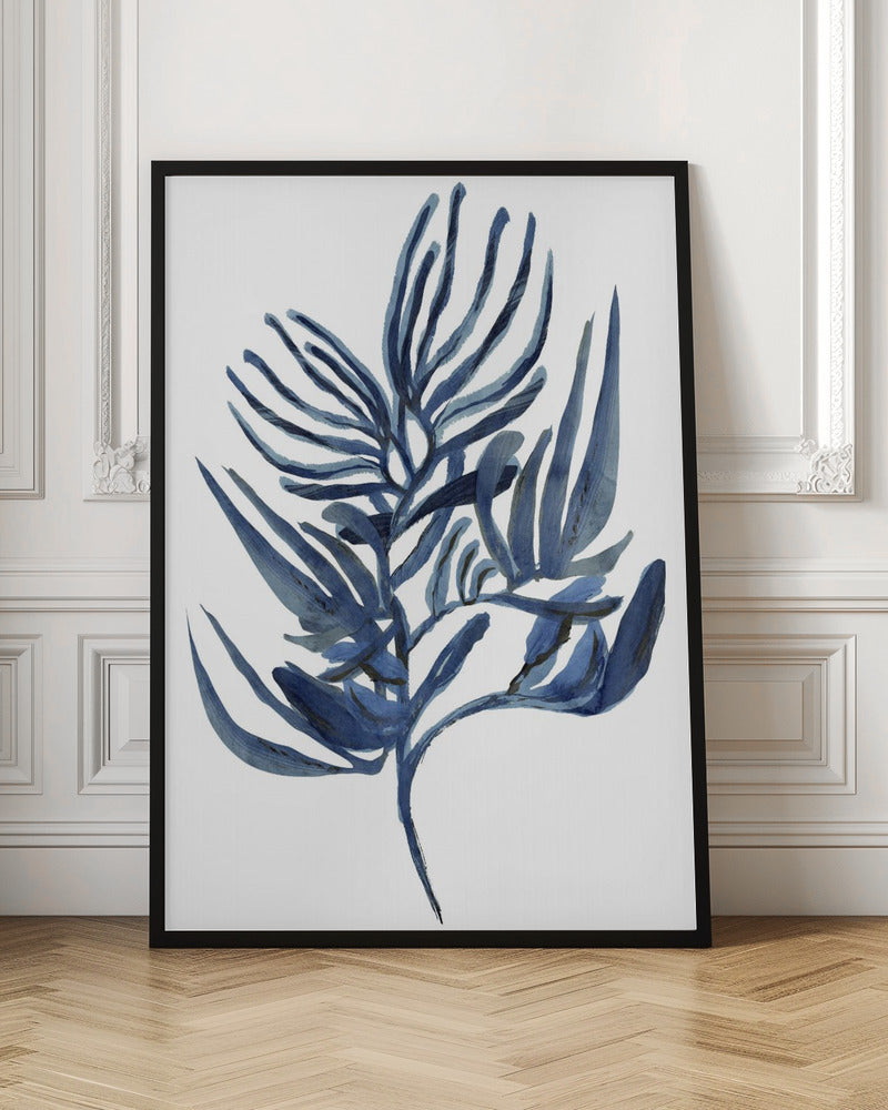 Indigo Botanical Leaf Digital Art Print