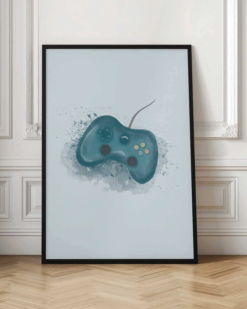 Retro Game Controller Watercolor Splash Digital Art