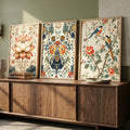 Chinoiserie Flora & Birds Triptych Digital Art