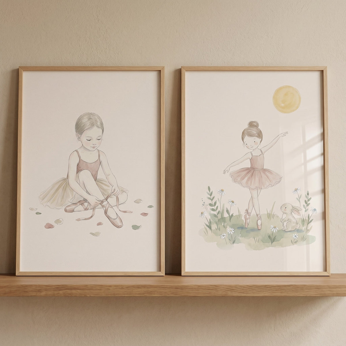 Watercolor Ballerina Girls Digital Art Set