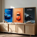Classic Porsche Sports Car Digital Art Prints Set of 3