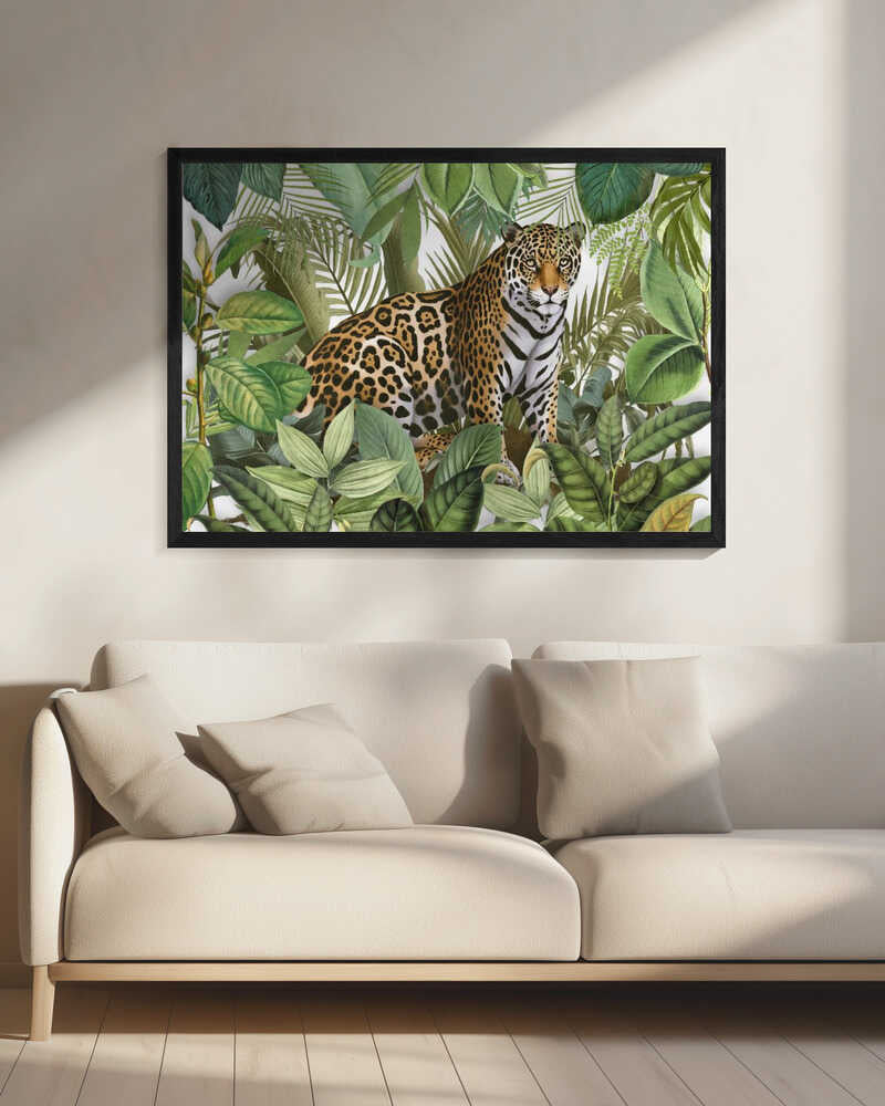 Majestic Jaguar in Tropical Jungle High-Resolution Digital Artwork