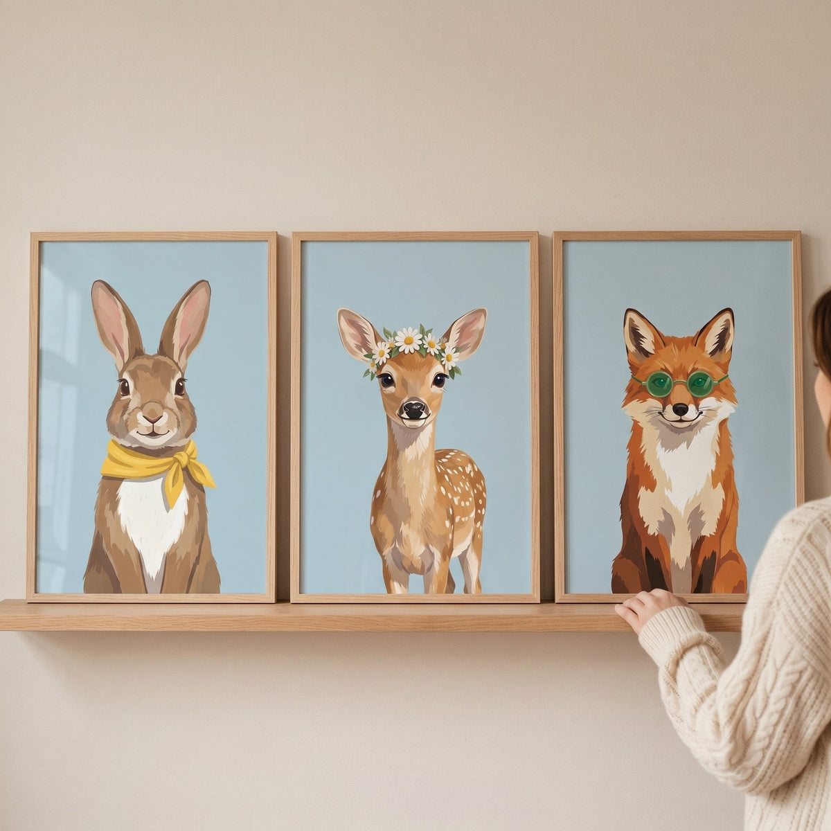 Whimsical Woodland Animal Trio Digital Art