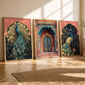 Regal Peacock and Palace Arch Triptych Digital Art