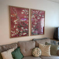 Crimson Blossom Branches Digital Art Diptych
