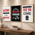 Action, Forward & Success Motivational Triptych