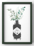 Botanical Gin Bottle Watercolor Digital Art