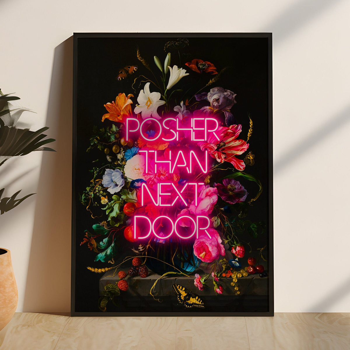 Posher Than Next Door Neon Floral Digital Art