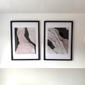 Minimalist Black and White Textured Waves Digital Art Set