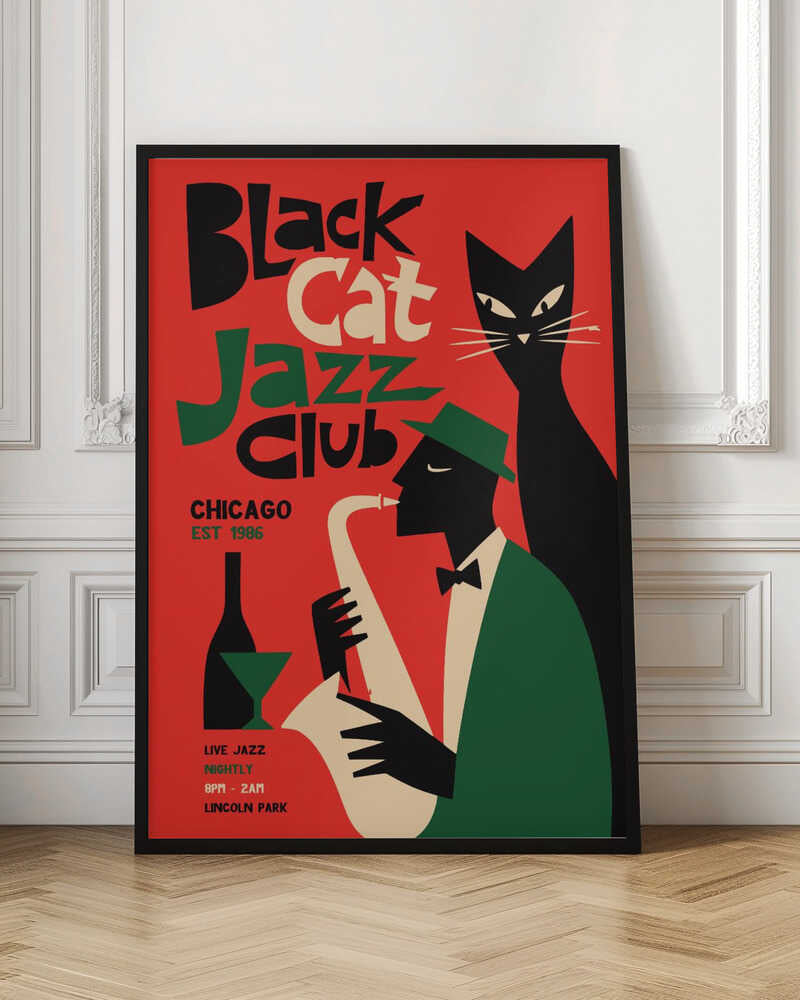Black Cat Jazz Club Vintage Chicago Art Print
