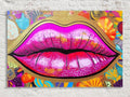 Vibrant Neon Lips Digital Art