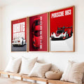 Red Supercar Triptych Digital Art