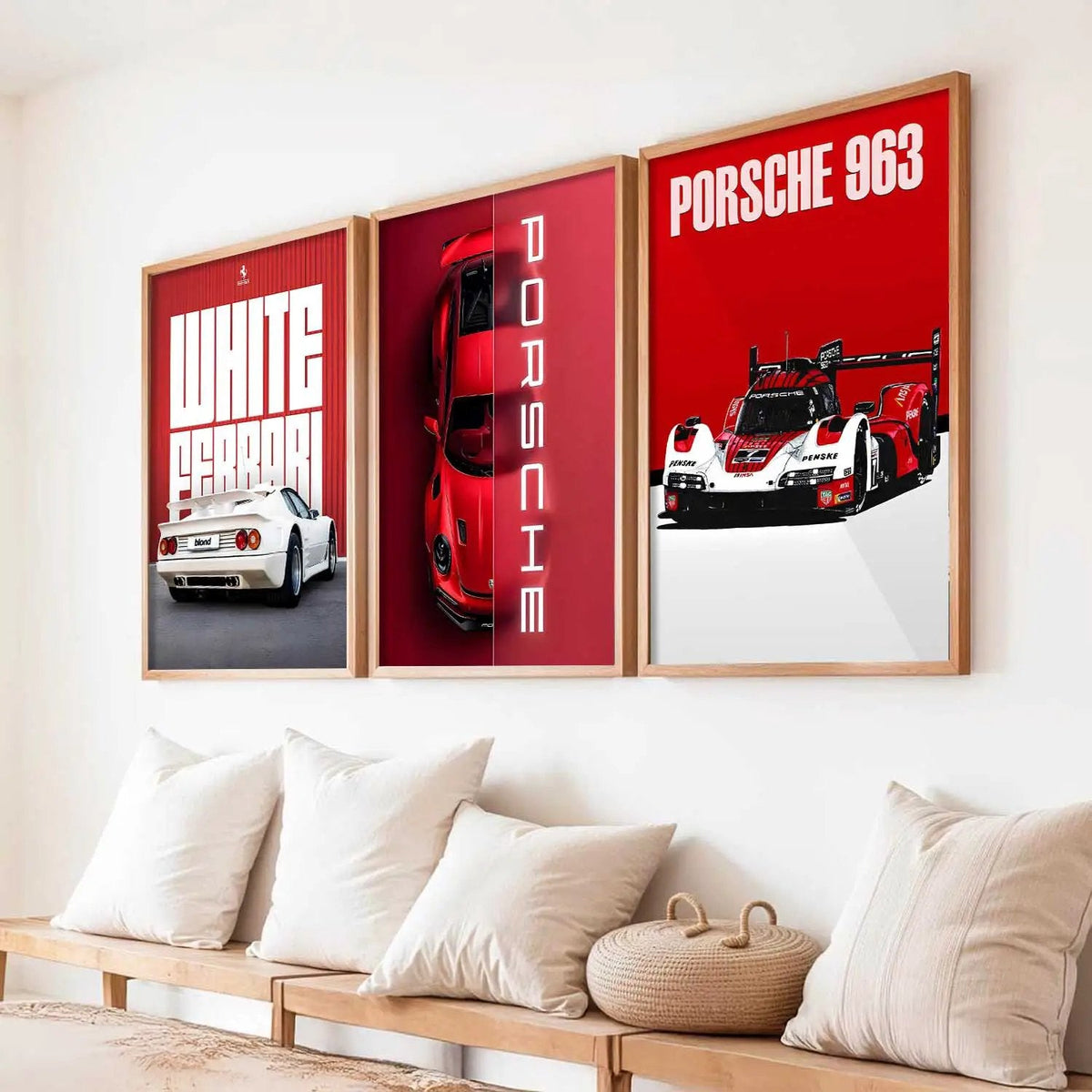 Red Supercar Triptych Digital Art