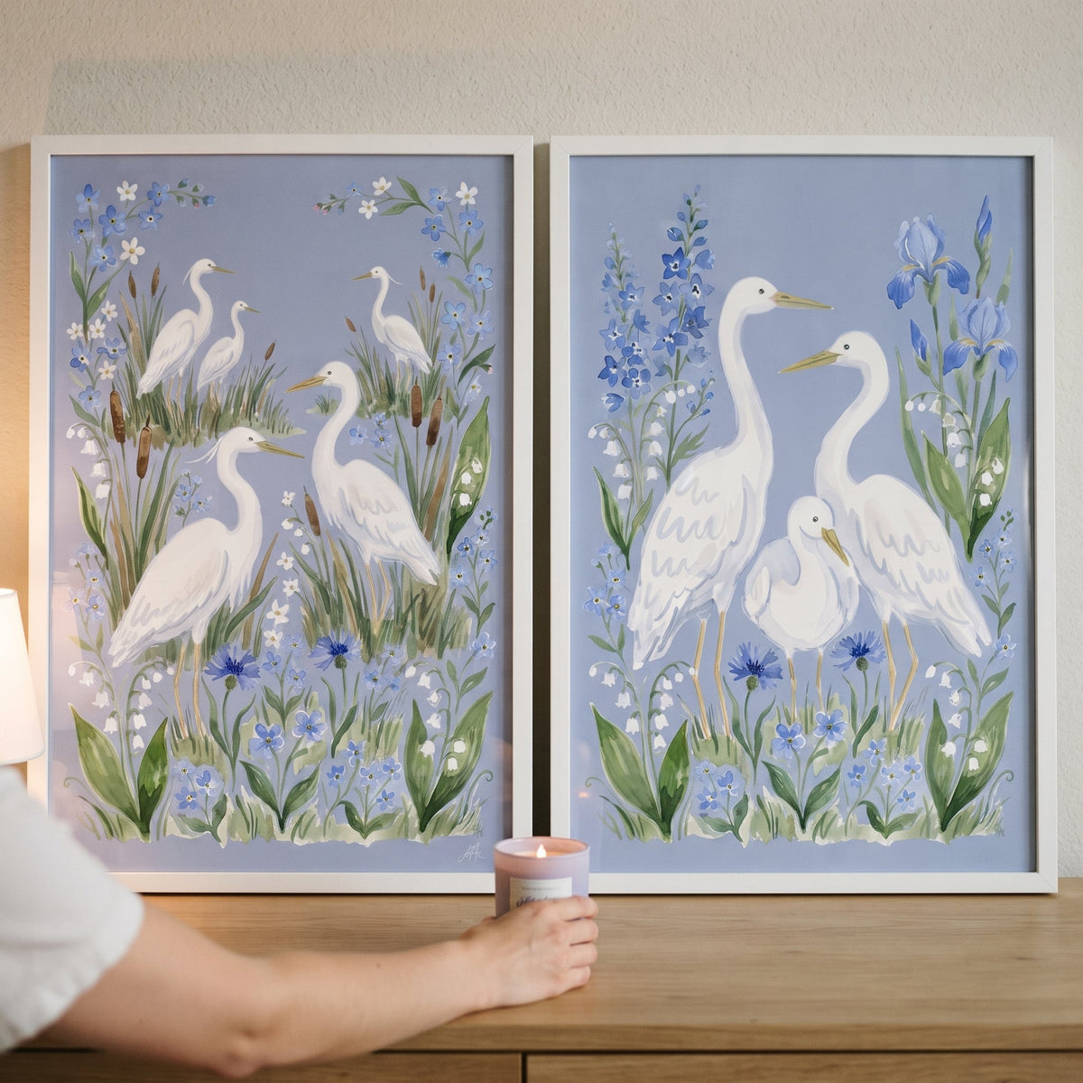 Serene Herons Digital Art Set