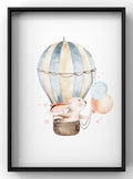 Watercolor Bunny Hot Air Balloon Digital Art