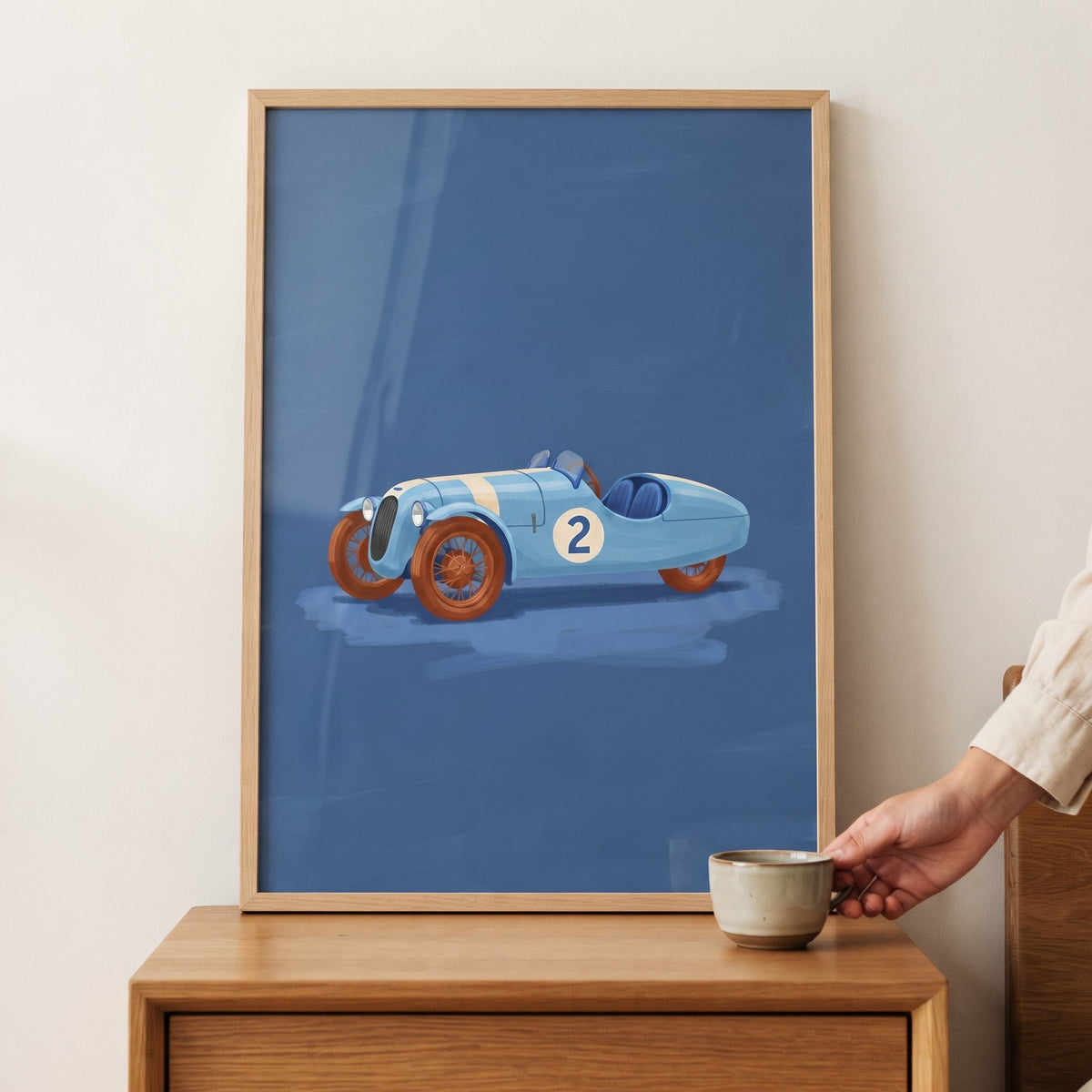 Vintage Blue Race Car Digital Art