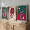 Folklore Birds and Blossoms Triptych