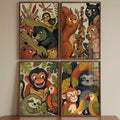 Charming Woodland and Jungle Animal Quadruple Digital Art Collection
