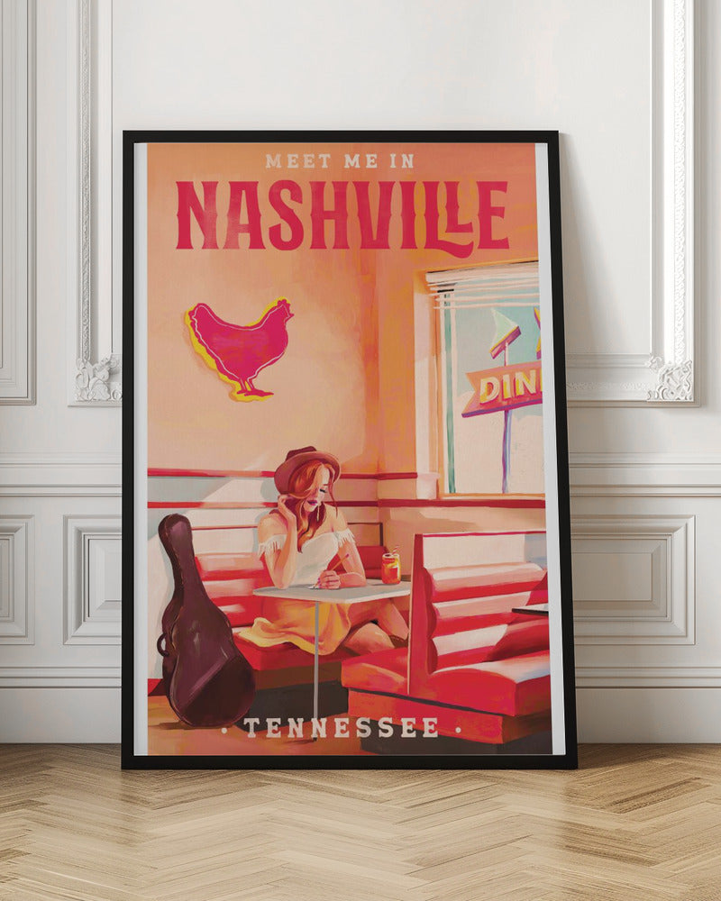 Meet Me In Nashville Retro Diner Digital Art Print