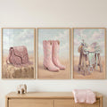 Pastel Western Triptych Digital Art