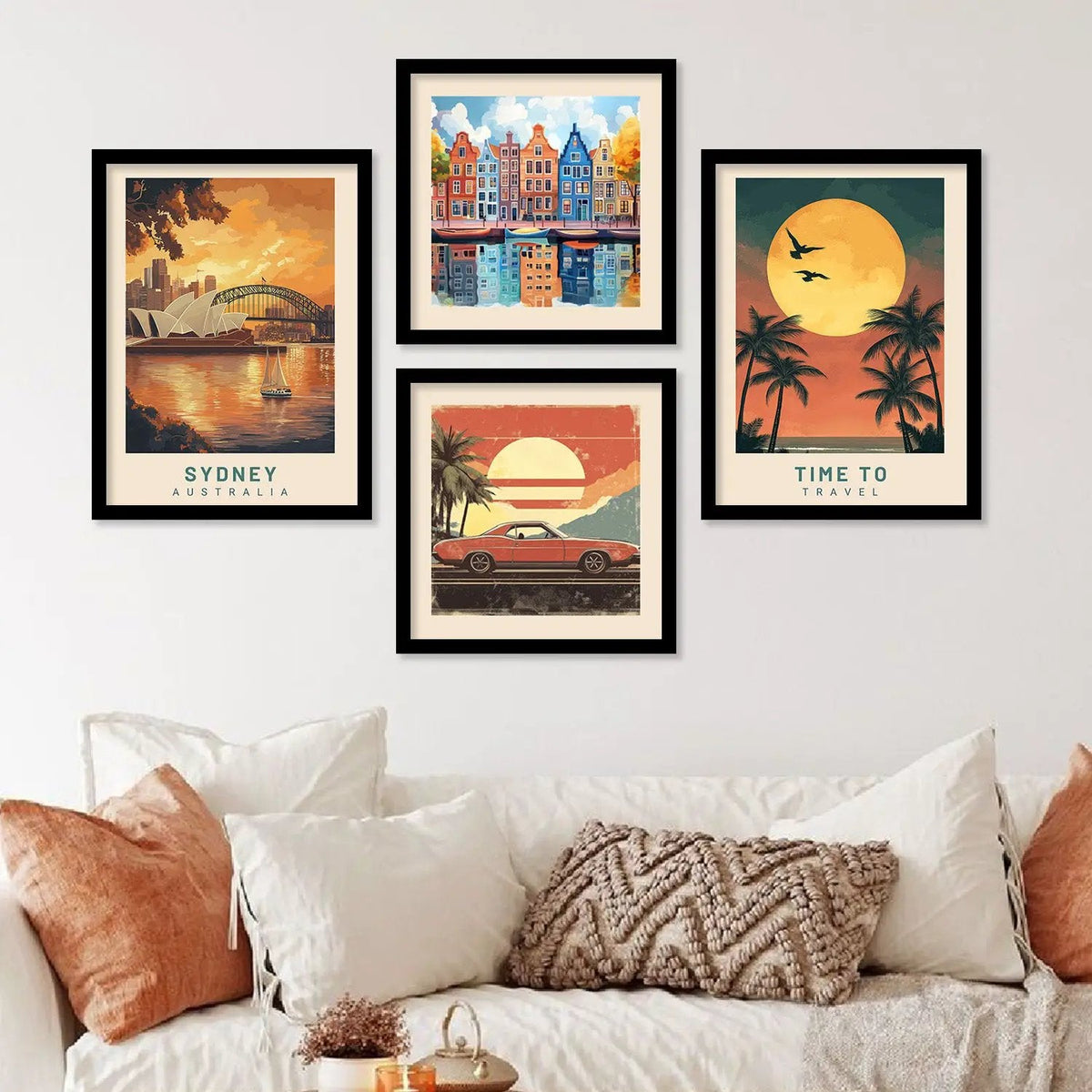 Retro Travel Destination Gallery Wall Digital Art Set