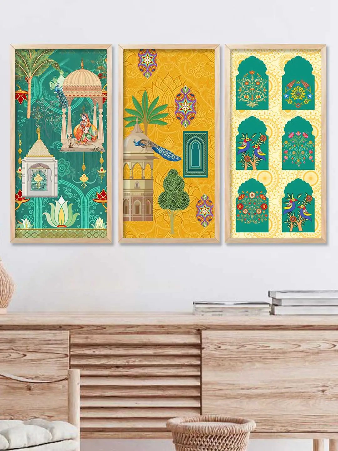 Mughal Heritage Triptych Digital Artwork