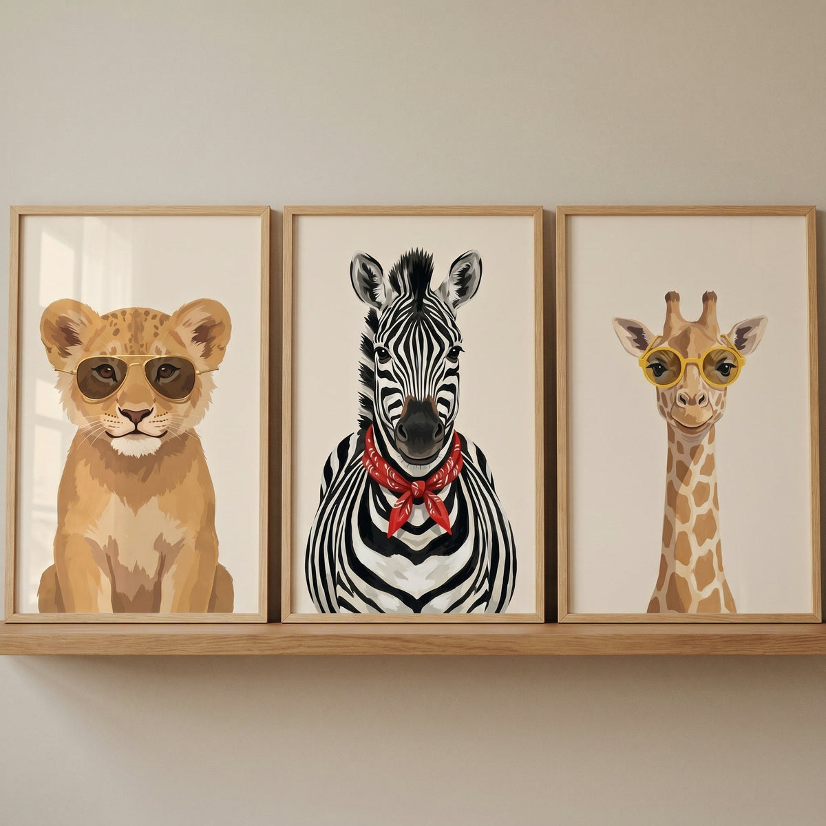 Chic Safari Animals Digital Art Trio