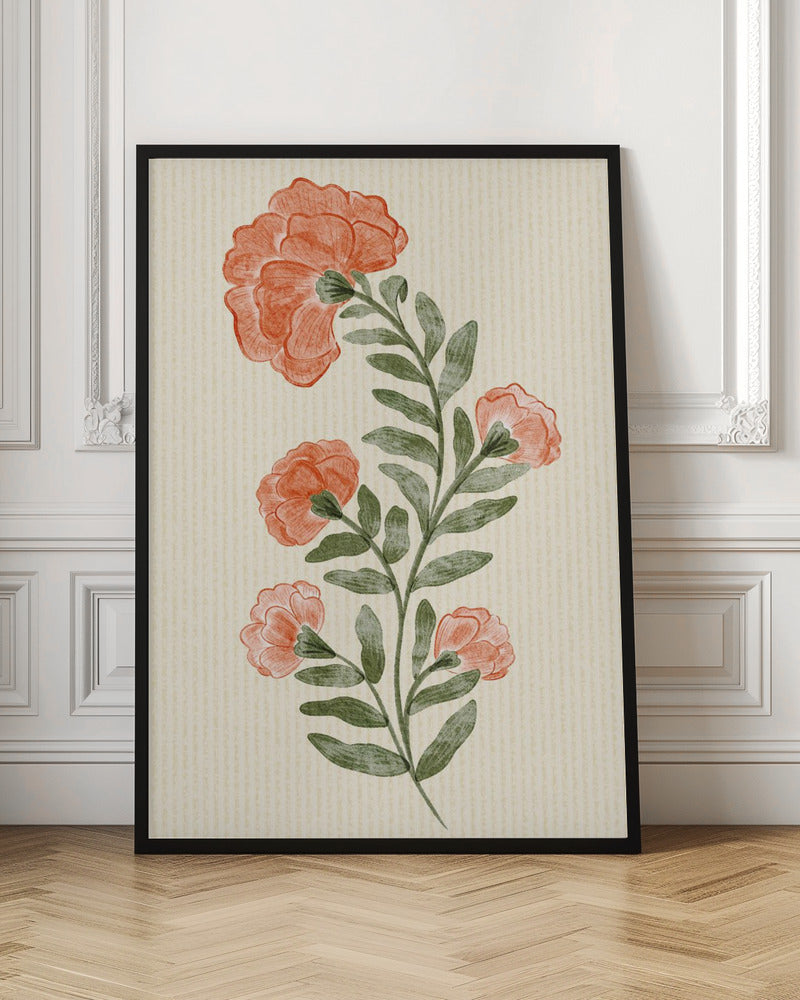 Coral Bloom Botanical Digital Art
