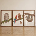 Charming Jungle Animals Nursery Digital Art Trio